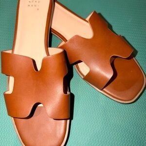 a new day Brown Slide Sandals